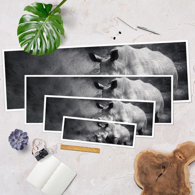 Panoramic poster animals - Lonesome Rhinoceros