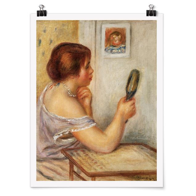 Art prints Auguste Renoir - Gabrielle holding a Mirror or Marie Dupuis holding a Mirror with a Portrait of Coco