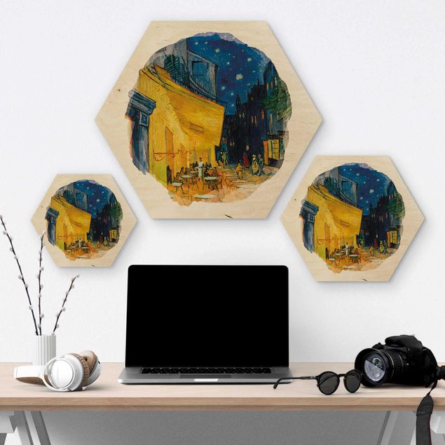 Prints on wood WaterColours - Vincent Van Gogh - Cafe Terrace In Arles
