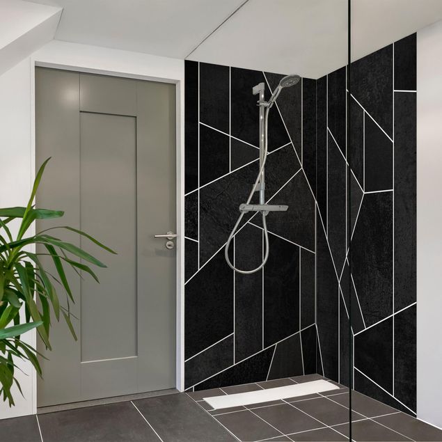 Shower wall cladding Black And White Geometric Watercolour