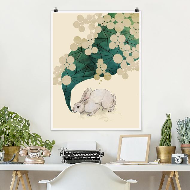 Canvas art Illustration Bunny With Dots And Triangles