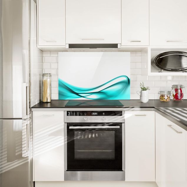 Glass splashback kitchen abstract Turquoise Design