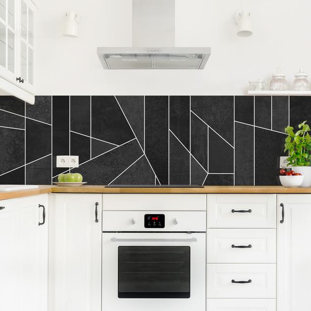 Kitchen splashback abstract Black And White Geometric Watercolour