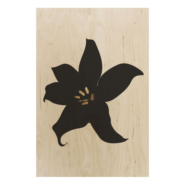 Wood prints flower Graphical Plant World - Orchid Black And Gold