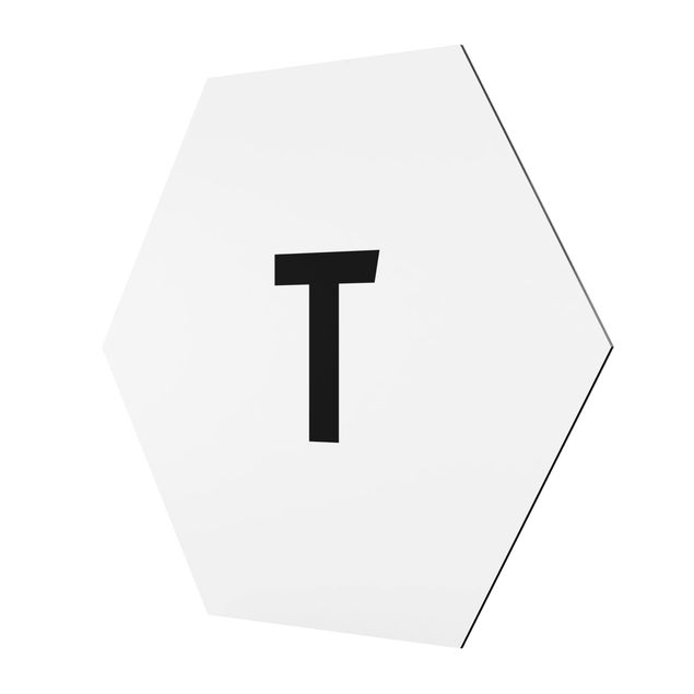Hexagonal prints Letter White T