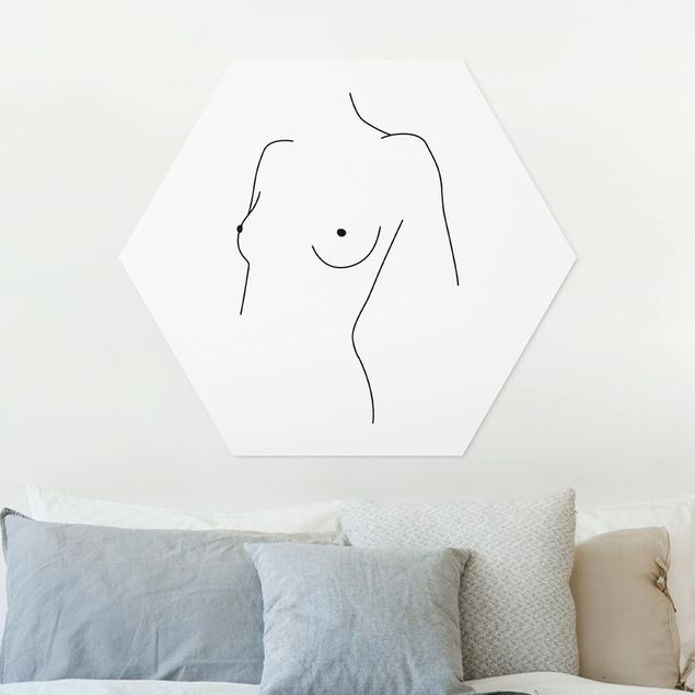 Kitchen Line Art Nude Bust Woman Black And White