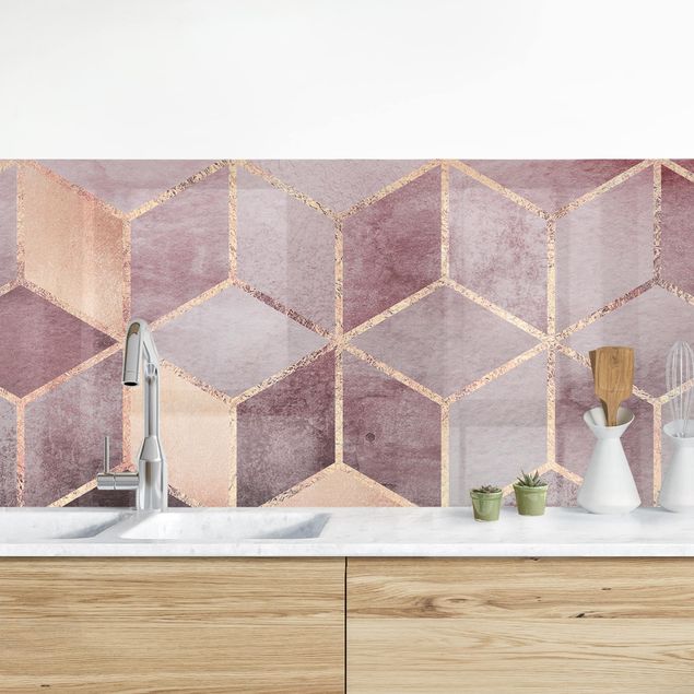 Kitchen Pink Grey Golden Geometry