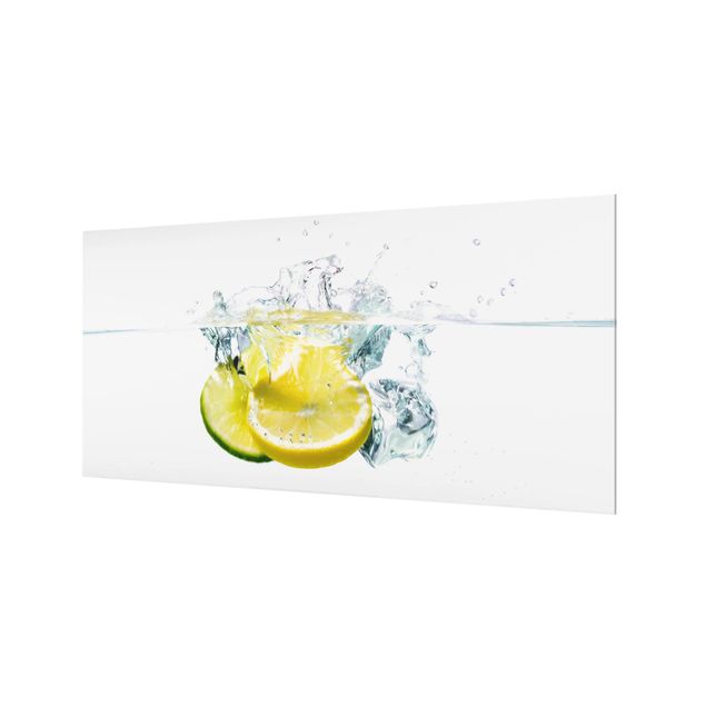 Glass Splashback - Lemon And Lime In Water - Landscape 1:2