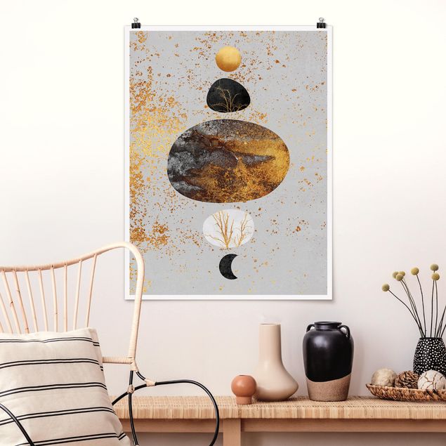 Art prints Sun And Moon In Golden Glory