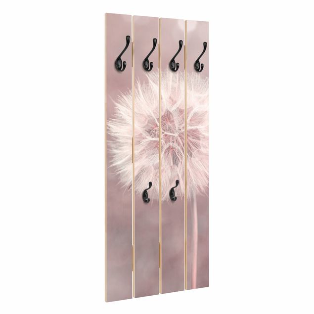Wall mounted coat rack Dandelion Bokeh Light Pink