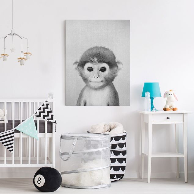 Canvas prints monkey Baby Monkey Anton Black And White