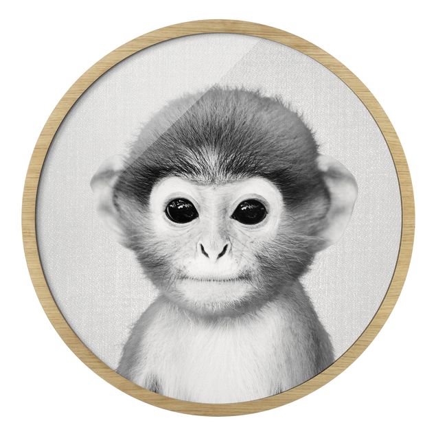 Modern art prints Baby Monkey Anton Black And White