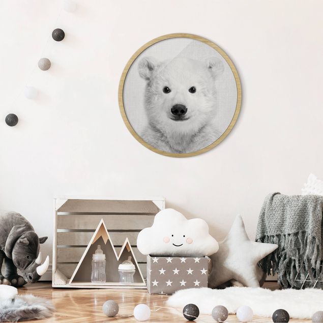 Prints animals Baby Polar Bear Emil Black And White
