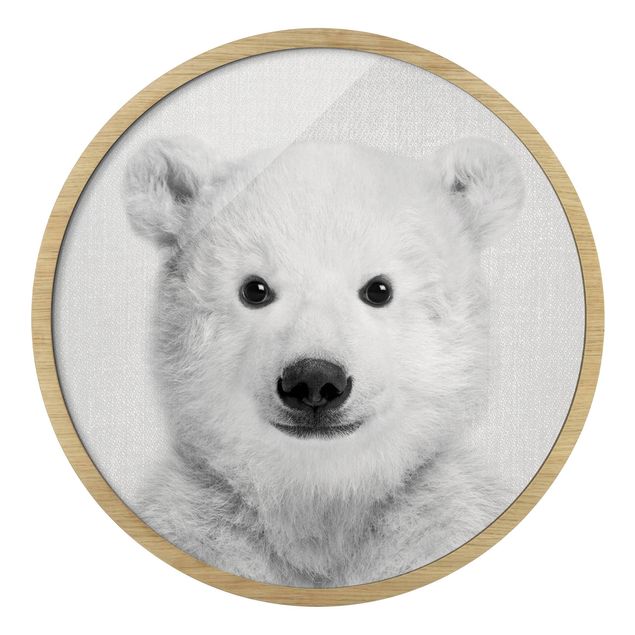 Modern art prints Baby Polar Bear Emil Black And White