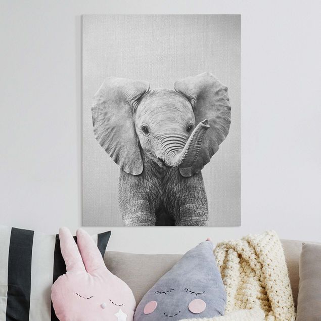 Canvas prints elefant Baby Elephant Elsa Black And White