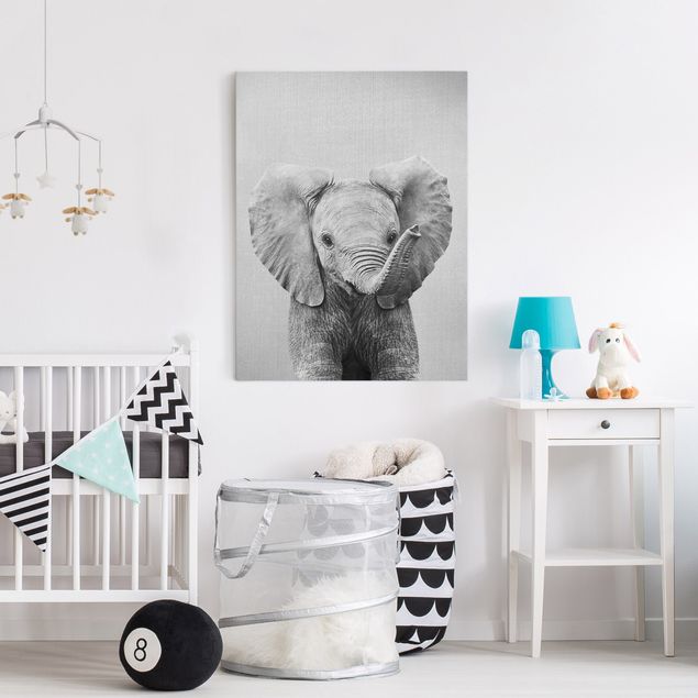 Prints elefant Baby Elephant Elsa Black And White