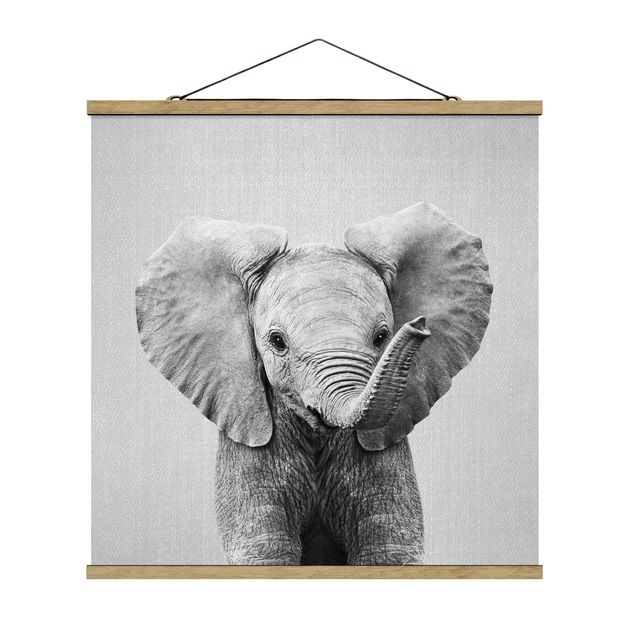 Posters black and white Baby Elephant Elsa Black And White