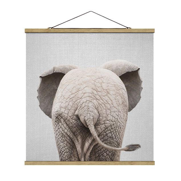 Posters black and white Baby Elephant From Behind