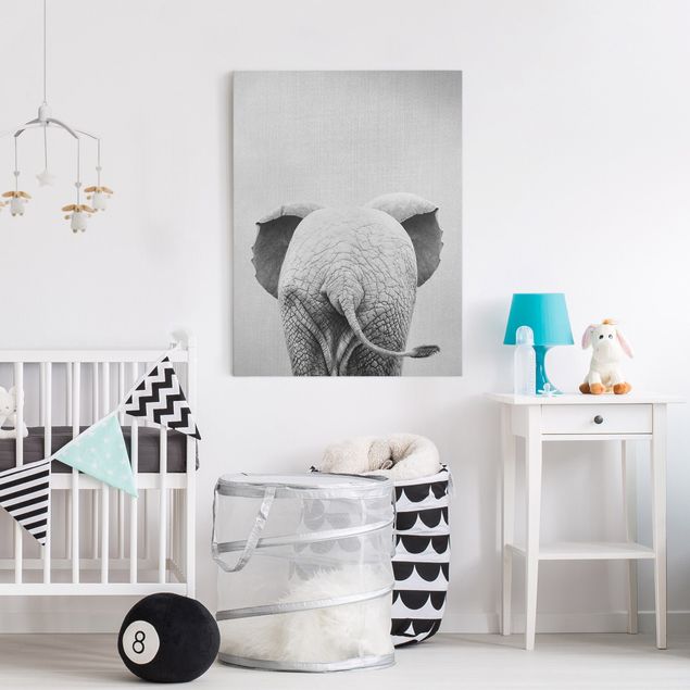 Prints elefant Baby Elephant From Behind Black And White