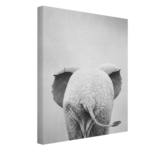 Wall art black and white Baby Elephant From Behind Black And White