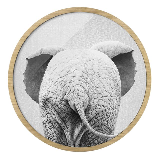Modern art prints Baby Elephant From Behind Black And White