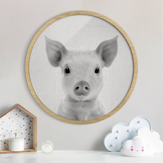 Nursery decoration Baby Piglet Fips Black And White