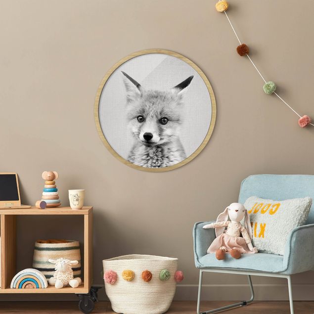 Contemporary art prints Baby Fox Fritz Black And White