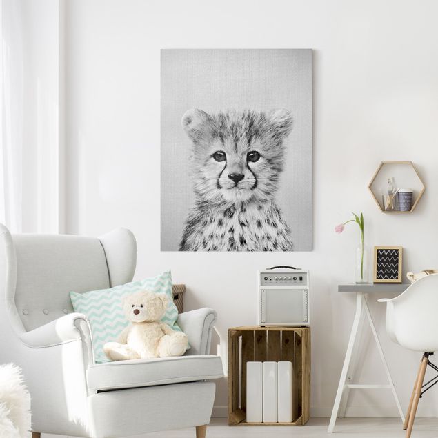 Cat canvas Baby Cheetah Gino Black And White