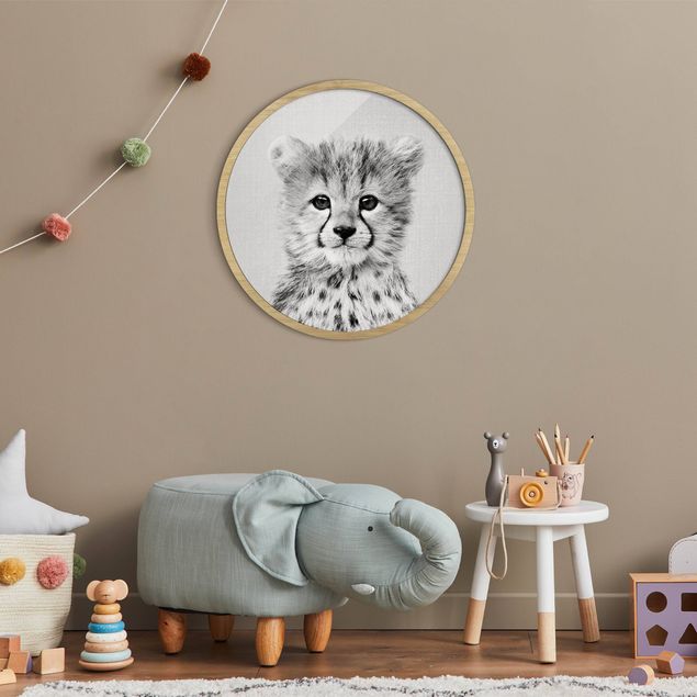 Animal wall art Baby Cheetah Gino Black And White