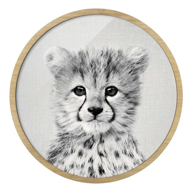 Black and white framed pictures Baby Cheetah Gino Black And White