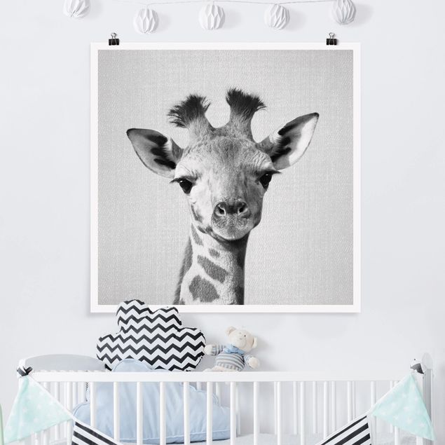 Nursery decoration Baby Giraffe Gandalf Black And White