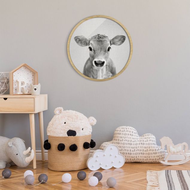 Animal canvas Baby Cow Kira Black And White