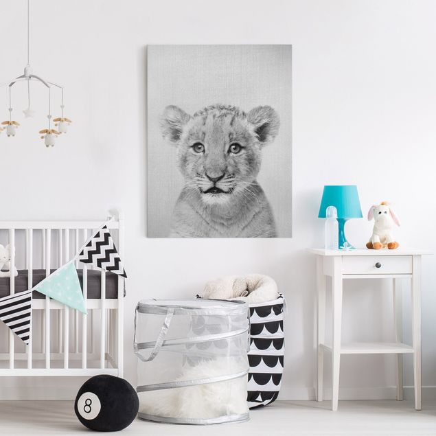 Lion canvas art Baby Lion Luca Black And White