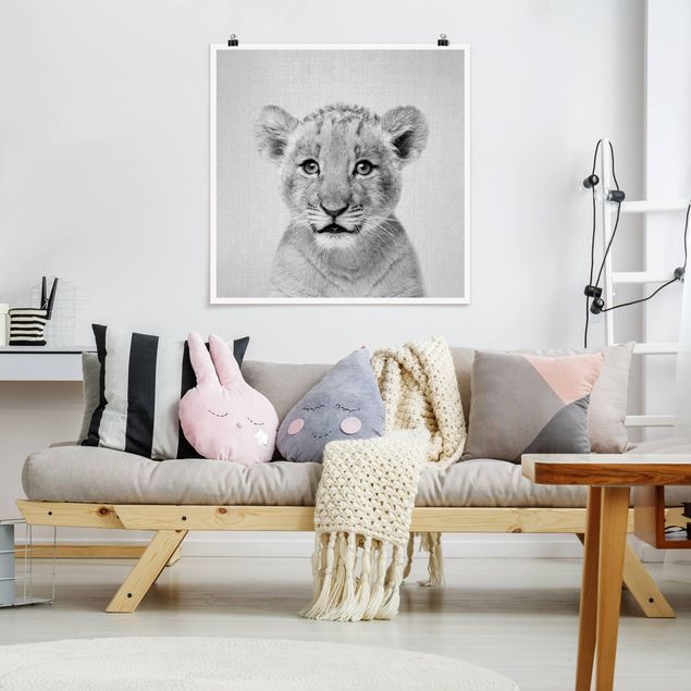 Animal wall art Baby Lion Luca Black And White