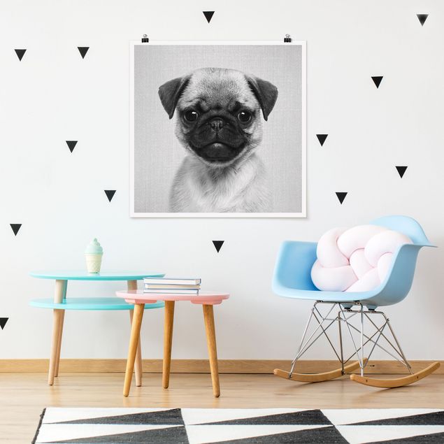 Dog print Baby Pug Moritz Black And White