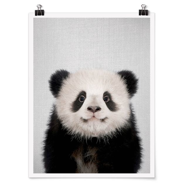 Poster black white Baby Panda Prian