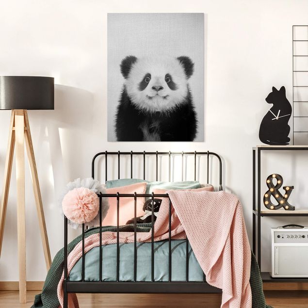 Wall art black and white Baby Panda Prian Black And White