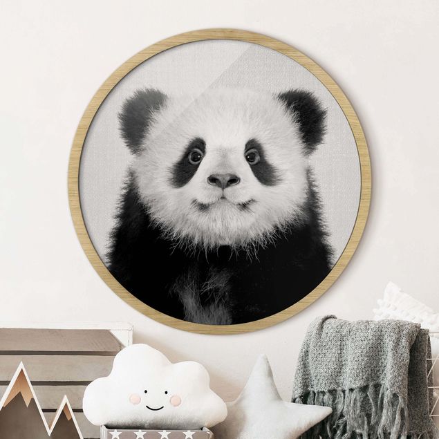 Nursery decoration Baby Panda Prian Black And White