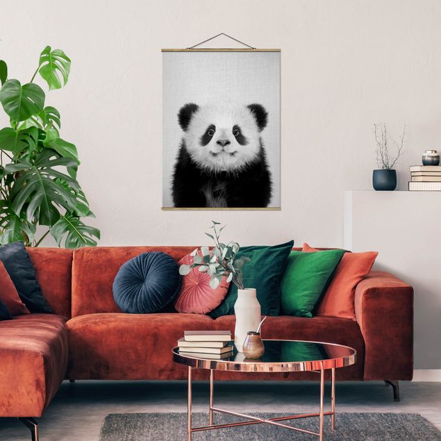 Animal wall art Baby Panda Prian Black And White