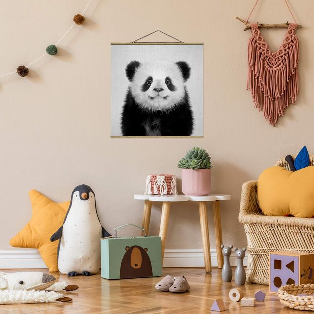 Prints animals Baby Panda Prian Black And White
