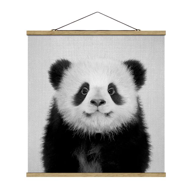 Modern art prints Baby Panda Prian Black And White