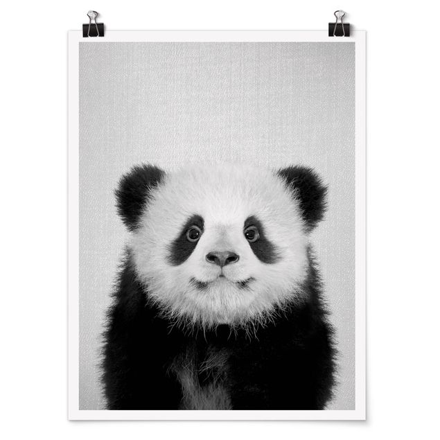 Black and white poster prints Baby Panda Prian Black And White