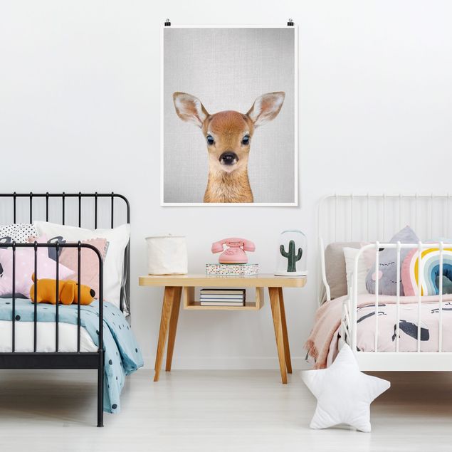 Black and white poster prints Baby Roe Deer Romy
