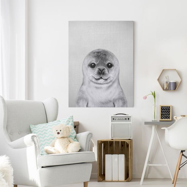 Canvas lion Baby Seal Ronny Black And White