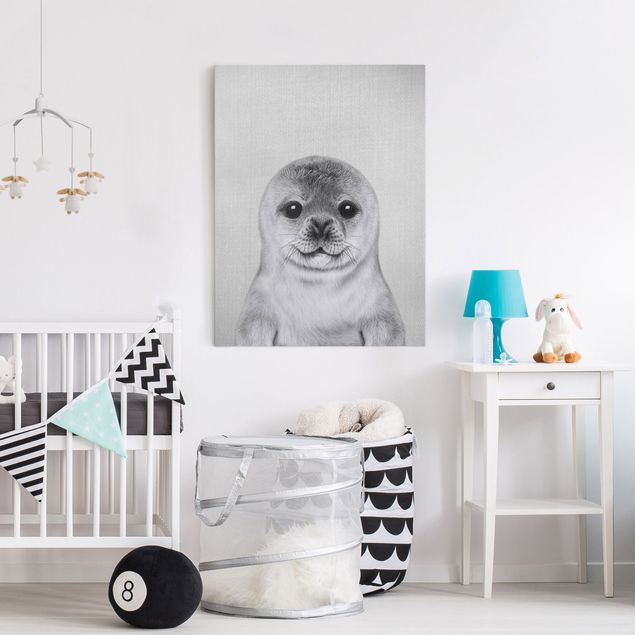 Wall art black and white Baby Seal Ronny Black And White