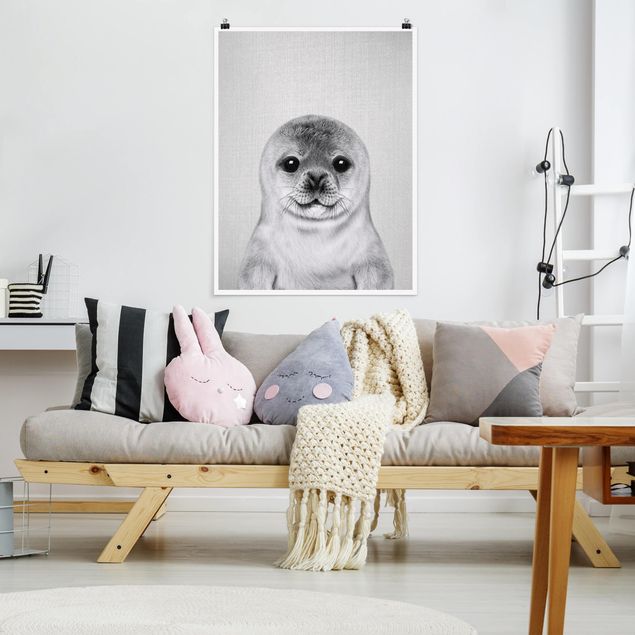 Animal wall art Baby Seal Ronny Black And White