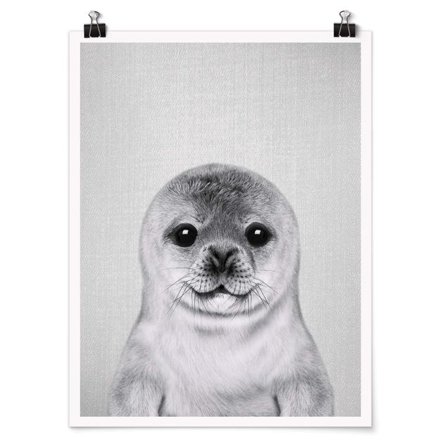 Contemporary art prints Baby Seal Ronny Black And White