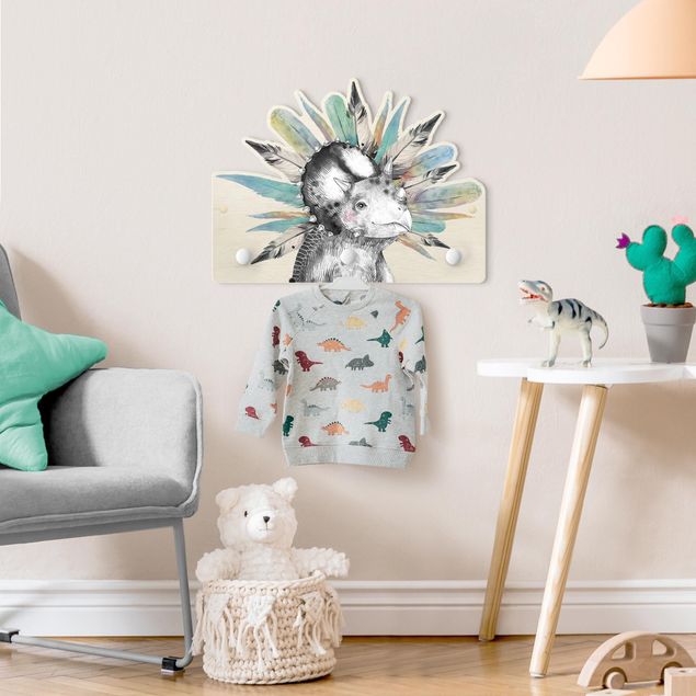 Coat rack blue Baby Triceratops With Crown Of Feathers