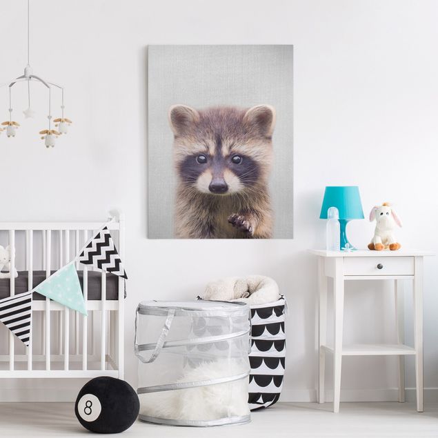 Wall art black and white Baby Raccoon Wicky