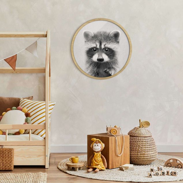 Animal canvas Baby Raccoon Wicky Black And White